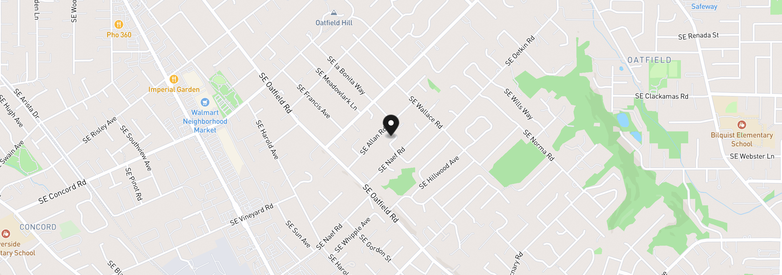 Map showing the location of 15833 SE Naef Ct, Milwaukie, OR 97267