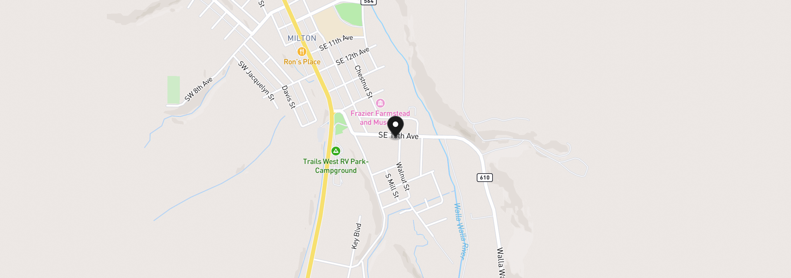 Map showing the location of 1502 Walnut St, Milton-Freewater, OR 97862