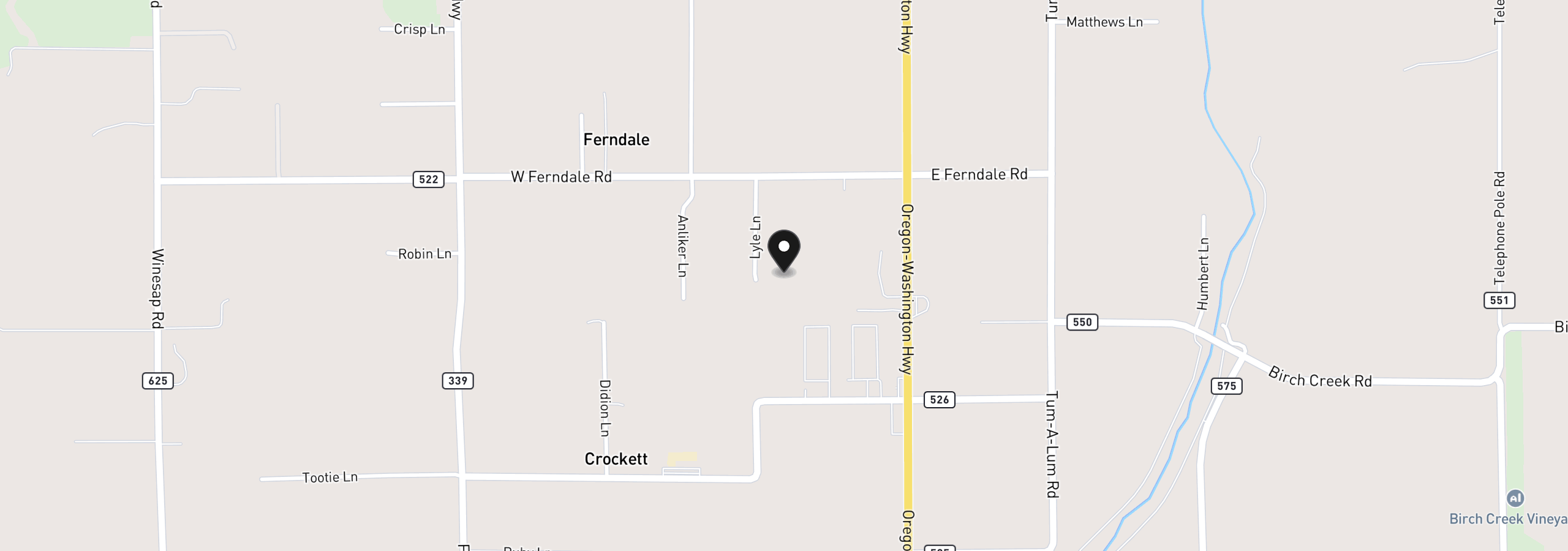 Map showing the location of 84903 Lyle Ln, Milton-Freewater, OR 97862