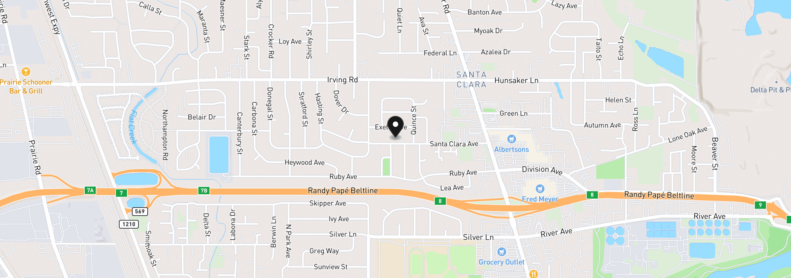 Map showing the location of 289 Santa Clara Ave, Eugene, OR 97404