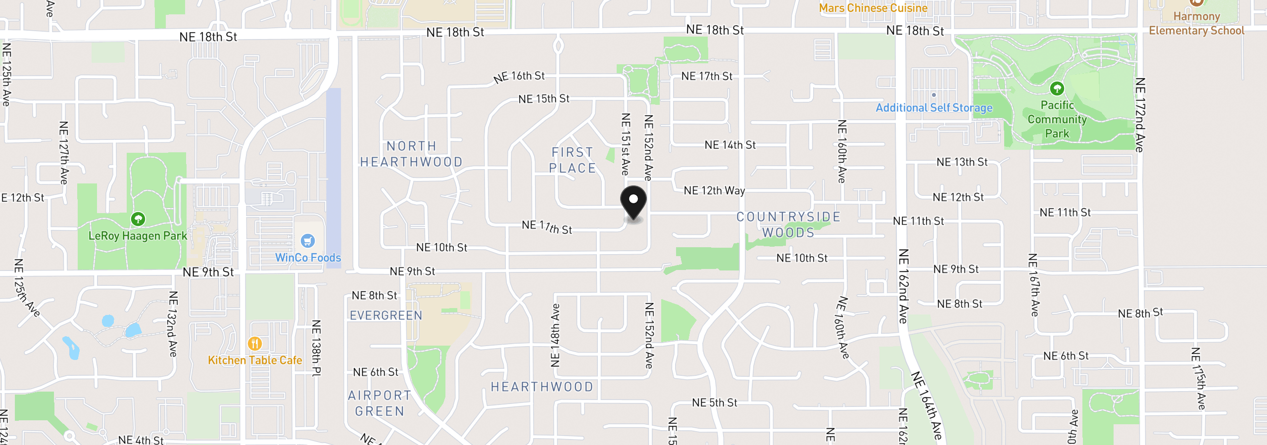 Map showing the location of 1107 NE 151st Ave, Vancouver, Wa 98684