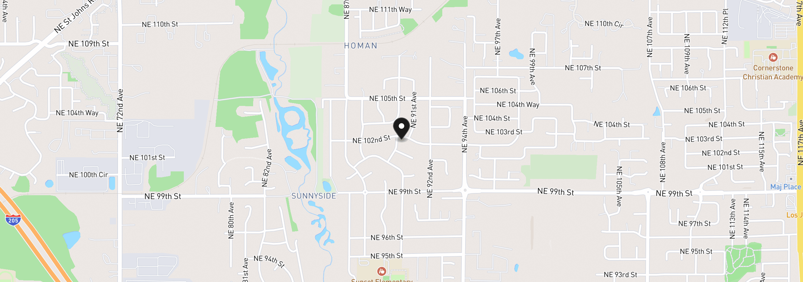 Map showing the location of 10213 NE 90th Ave, Vancouver, Wa 98662