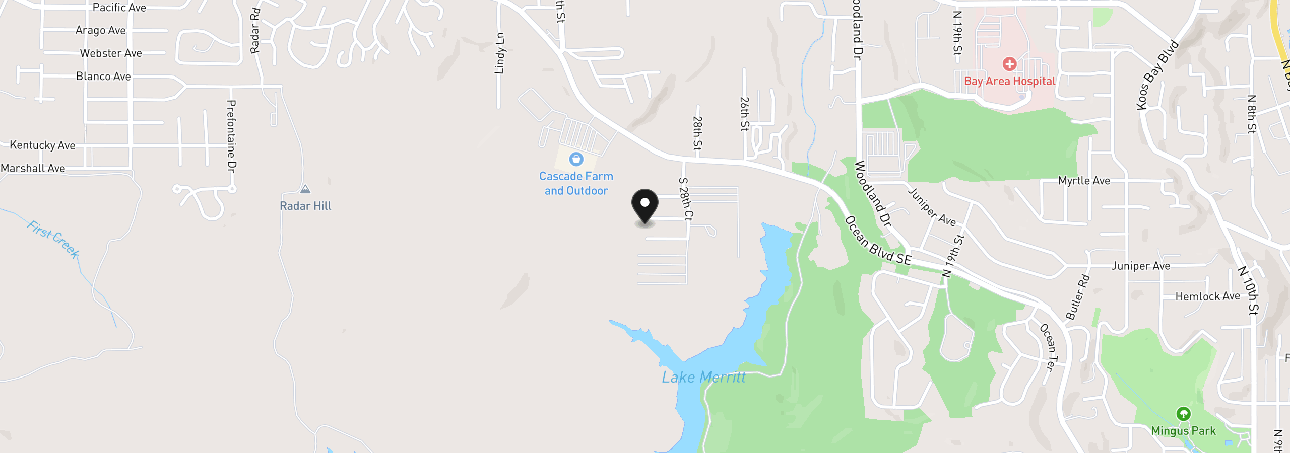 Map showing the location of 3065 Knott Ter, Coos Bay, OR 97420