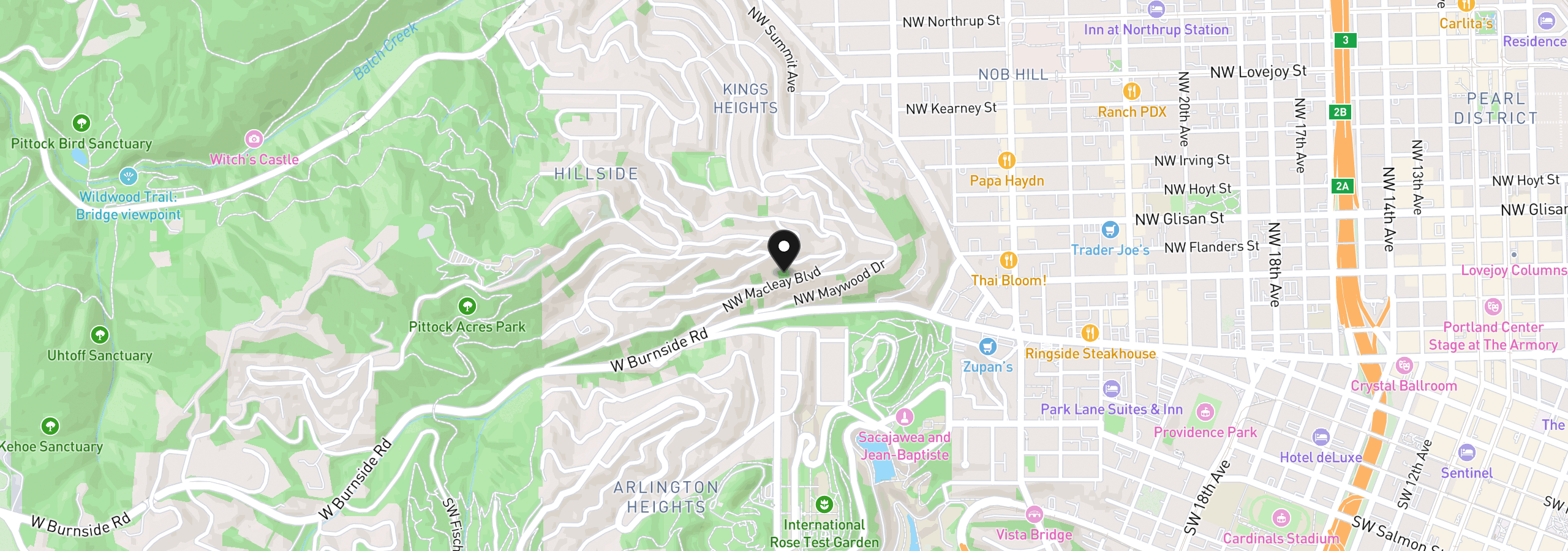 Map showing the location of NW Macleay Blvd #13&14, Portland, OR 97210