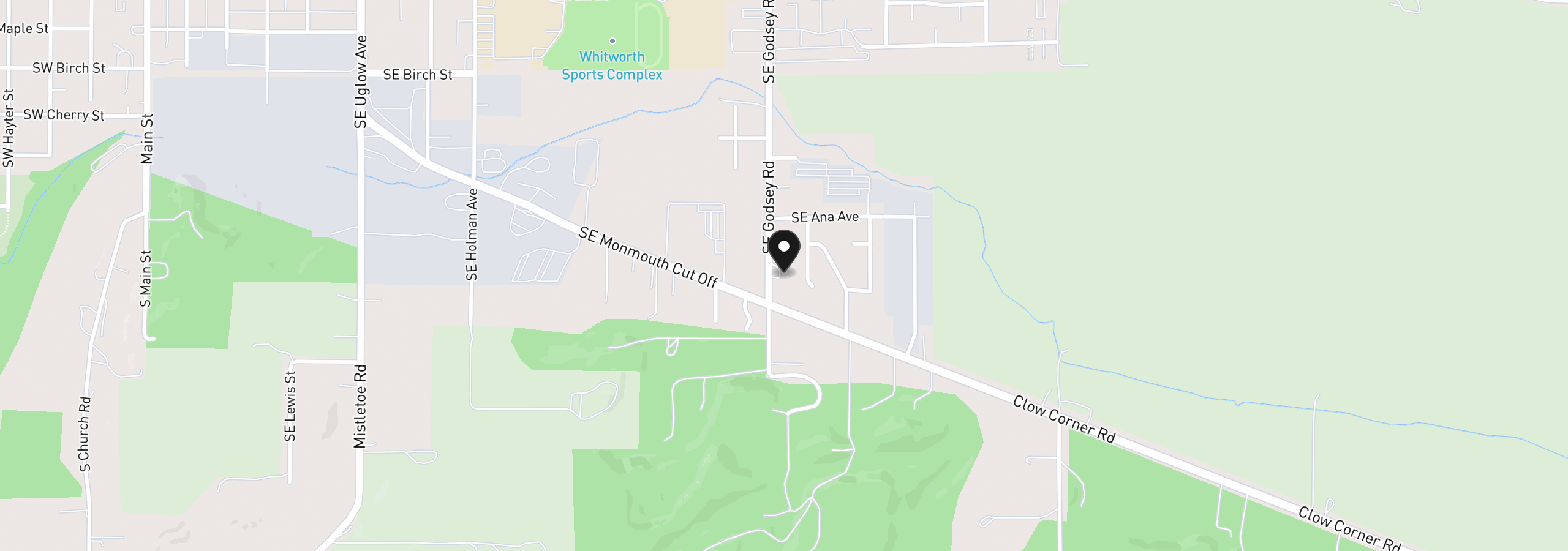 Map showing the location of 1940 SE Godsey Rd, Dallas, OR 97338