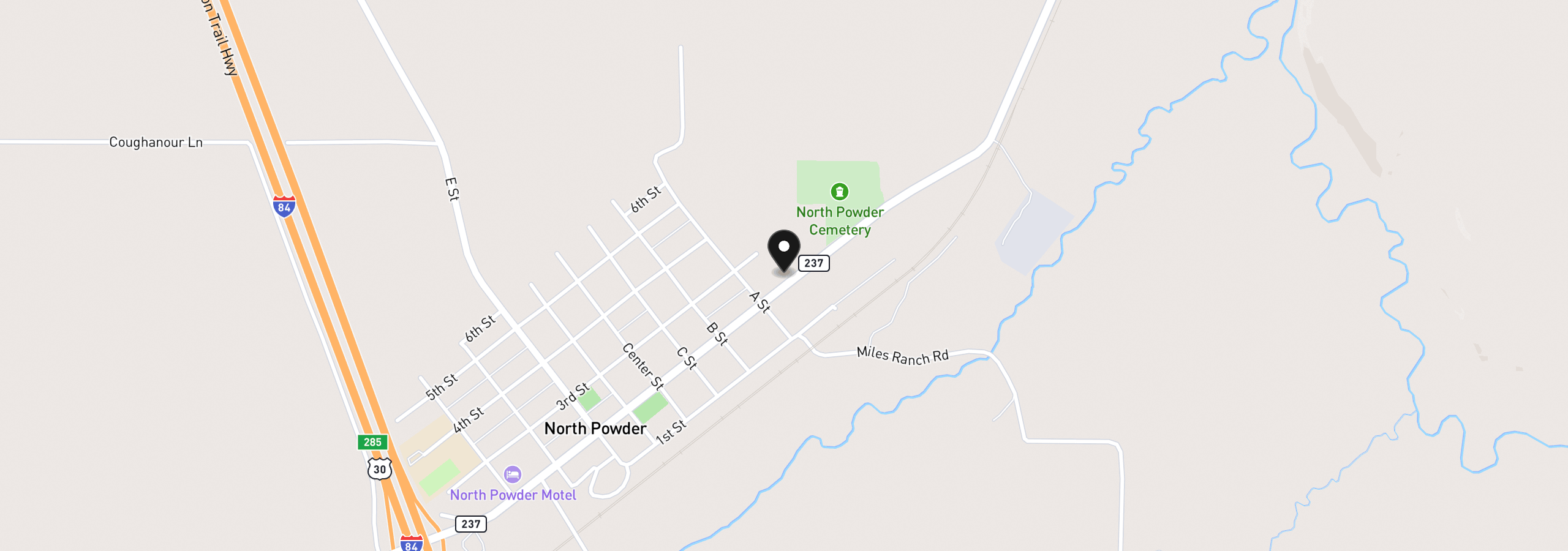 Map showing the location of 120 2nd St, North Powder, OR 97867