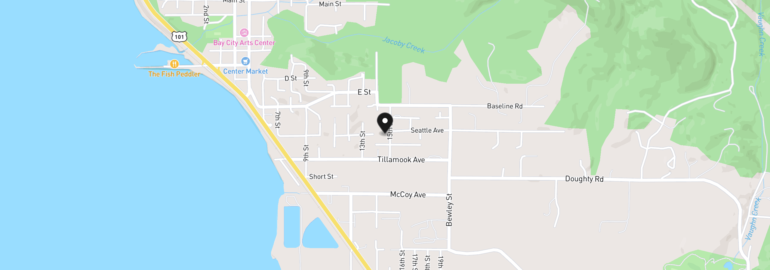 Map showing the location of 6670 Seattle Ave, Bay City, OR 97107