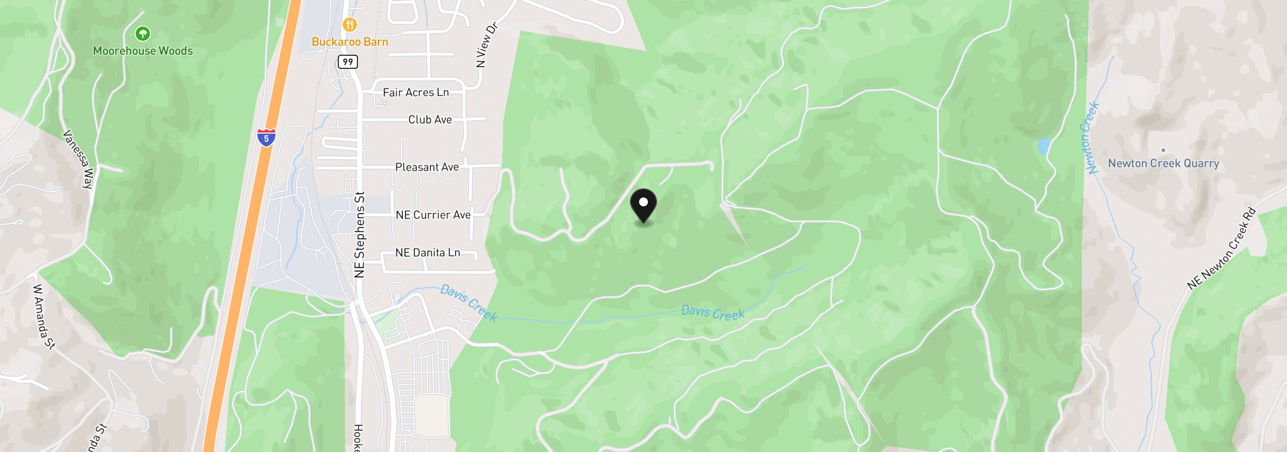 Map showing the location of 0 Ryan Heights Ln Tax Lot, Roseburg, OR 97470