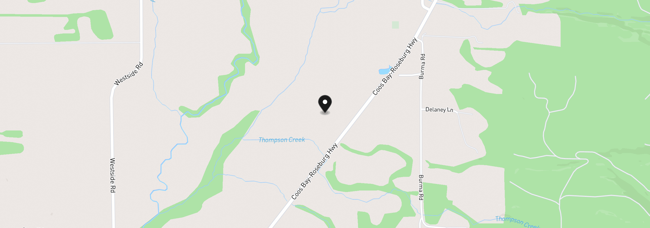 Map showing the location of 19521 Highway 42, Camas Valley, OR 97416