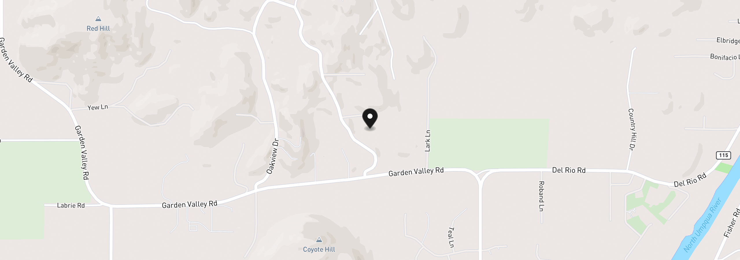 Map showing the location of 321 Arcadia Dr, Roseburg, OR 97471