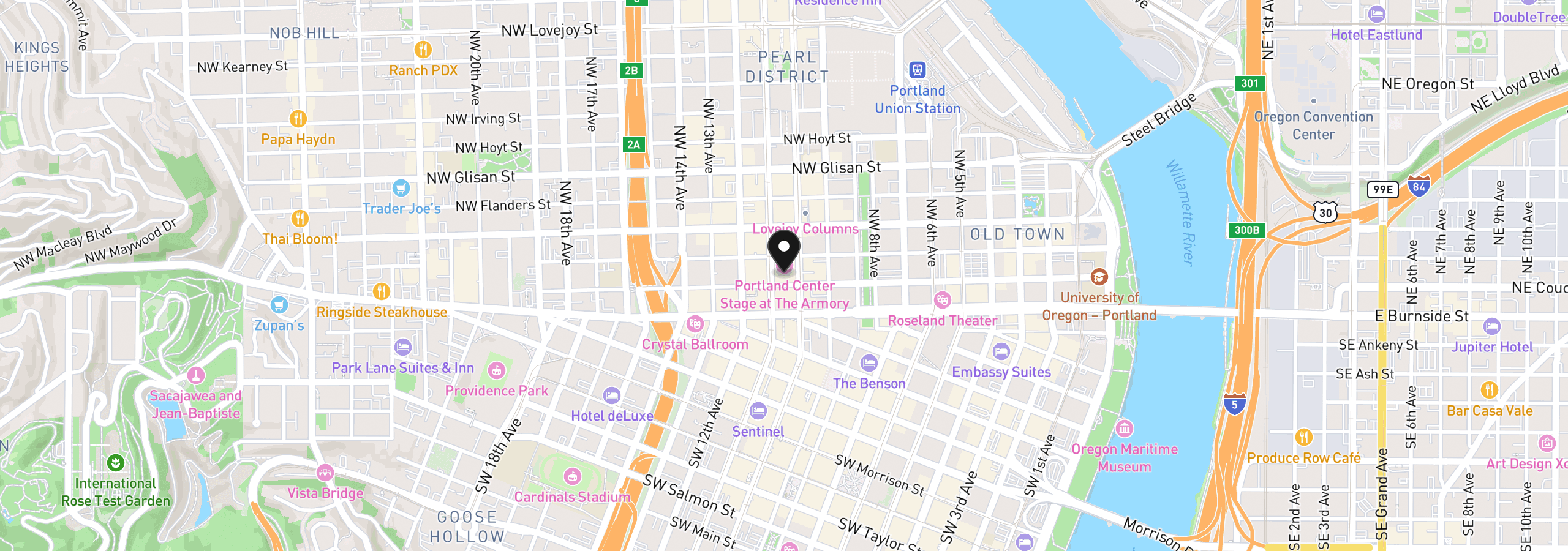 Map showing the location of 1025 NW Couch St 1212, Portland, OR 97209