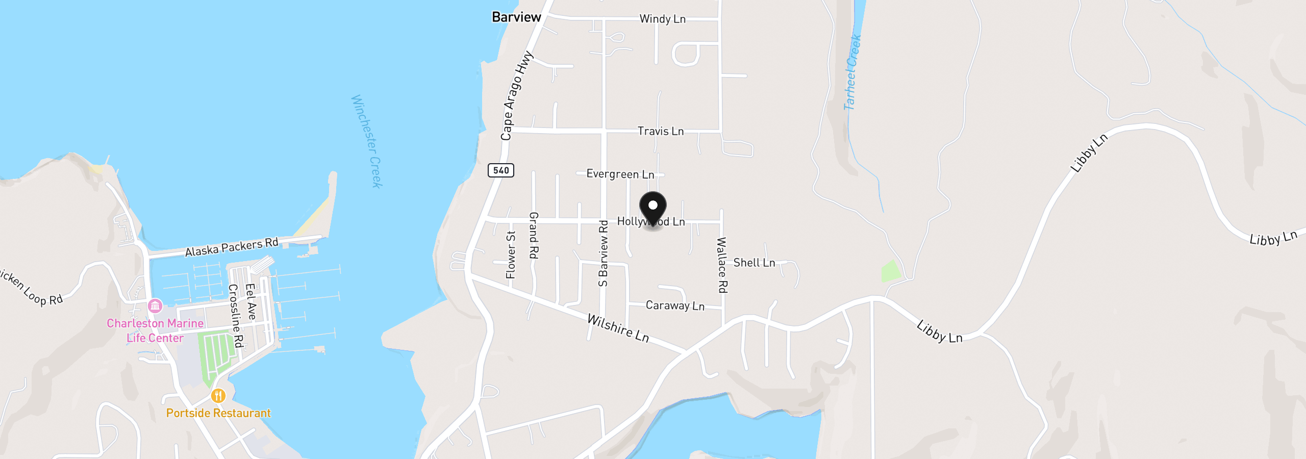 Map showing the location of 90884 Hollywood Ln, Coos Bay, OR 97420
