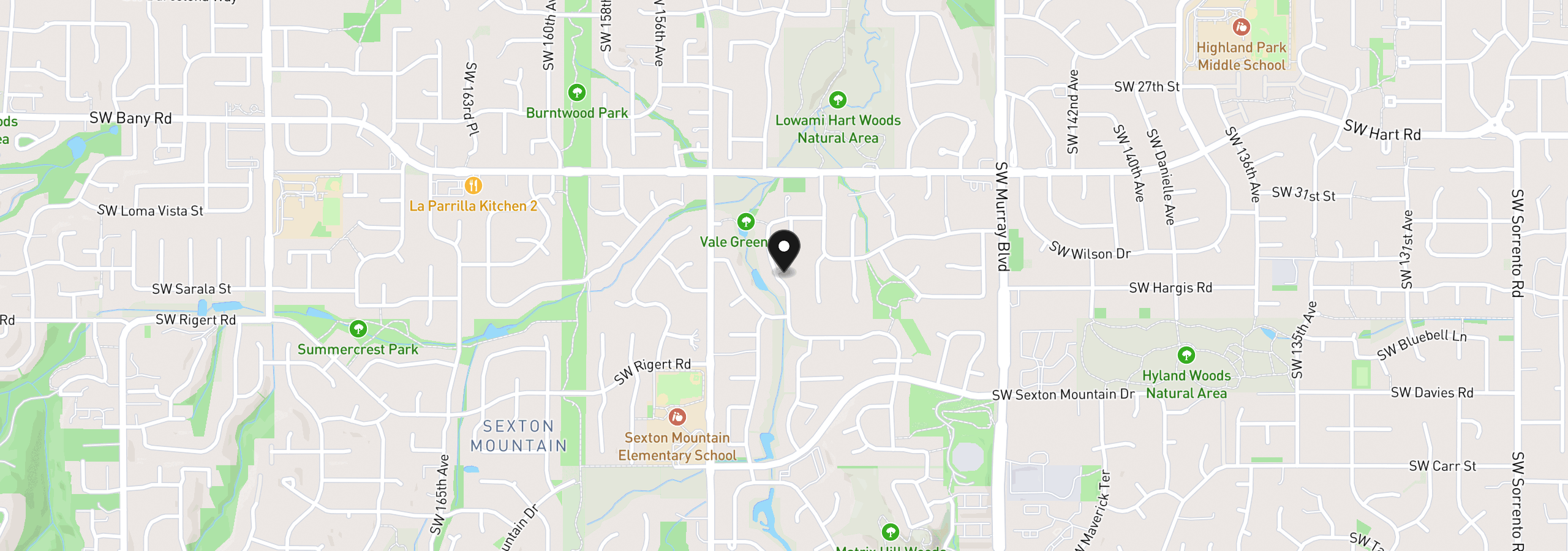 Map showing the location of 7860 SW Gearhart Dr, Beaverton, OR 97007