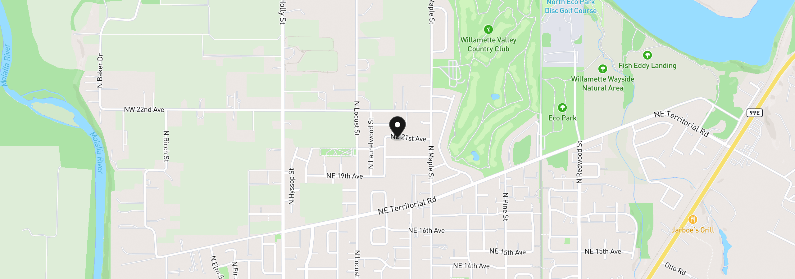 Map showing the location of 533 NE 21st Ave, Canby, OR 97013