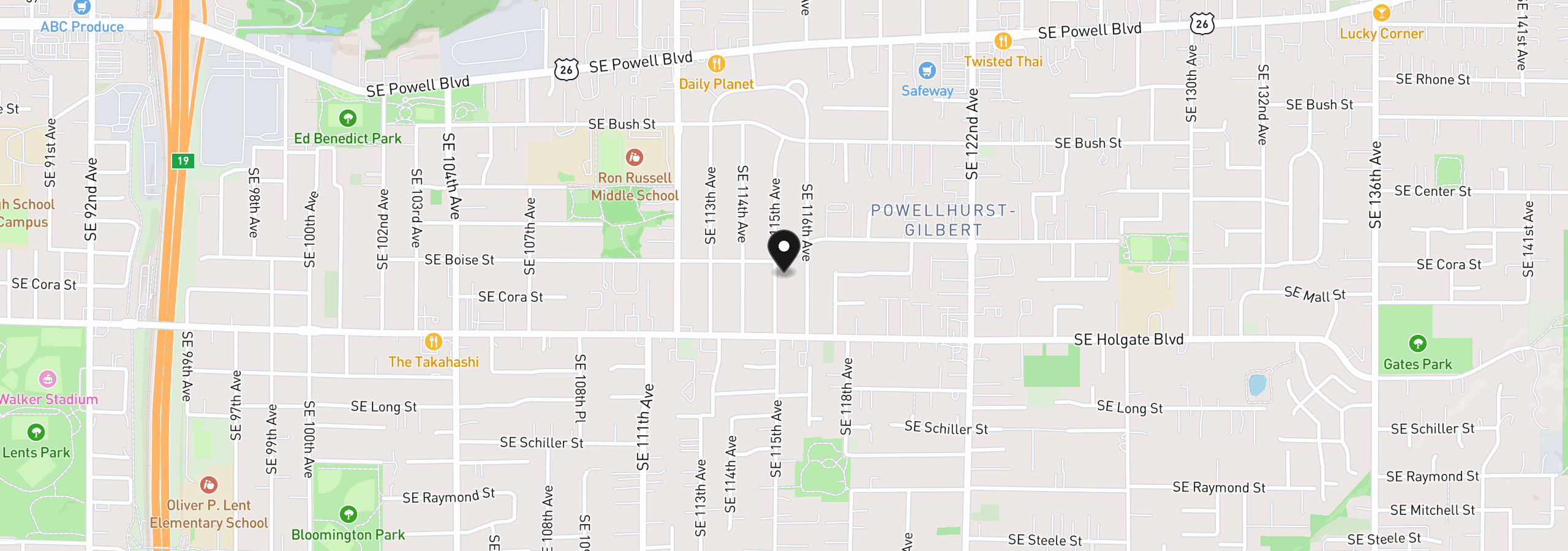 Map showing the location of 4220 SE 115th Ave, Portland, OR 97266