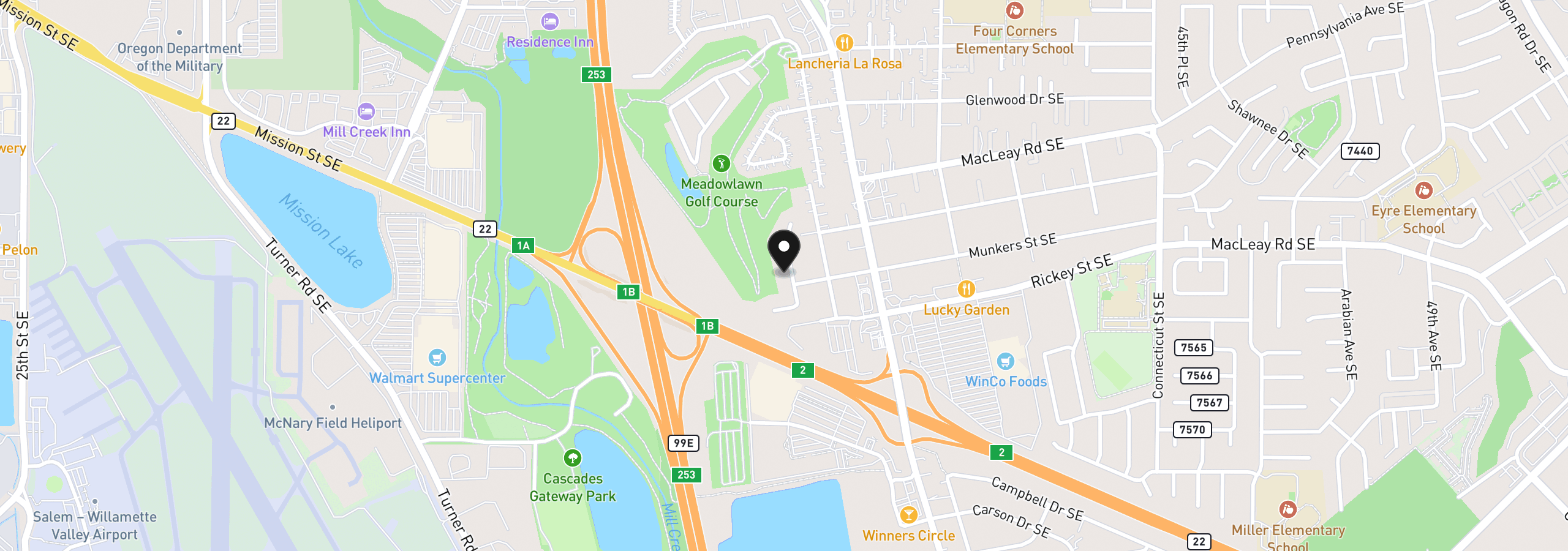 Map showing the location of 987 Munkers Ct SE, Salem, OR 97317