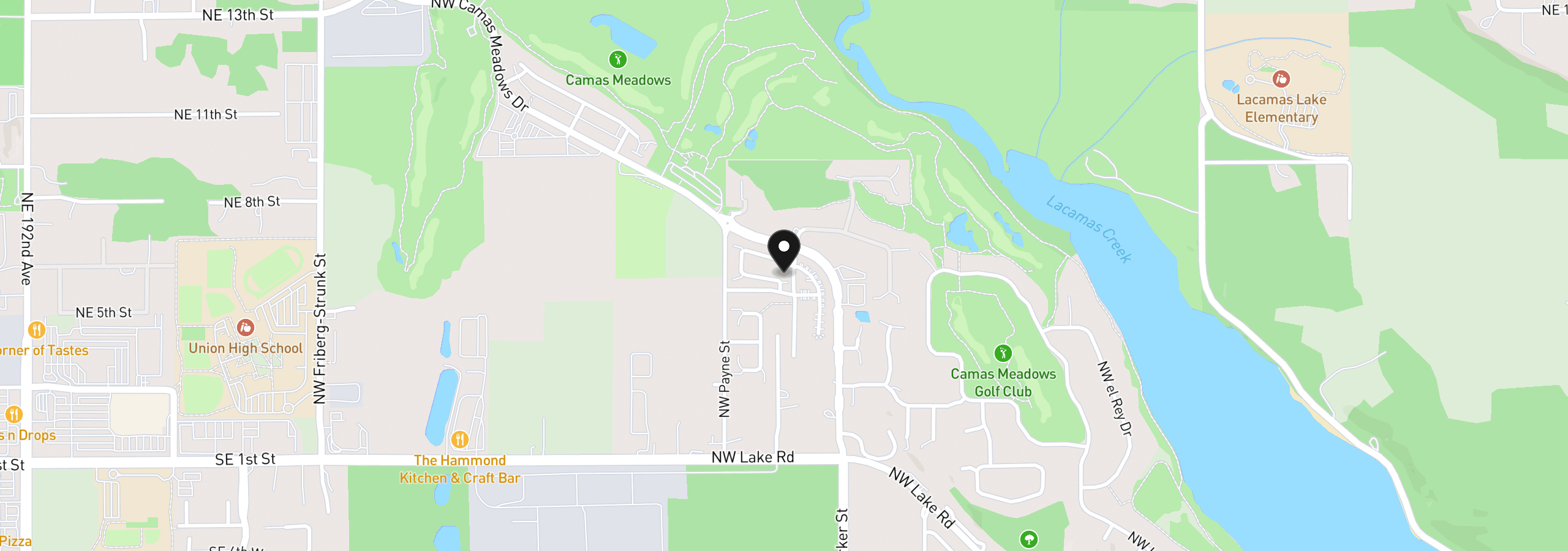 Map showing the location of 6420 NW Olympic Ln 46, Camas, Wa 98607