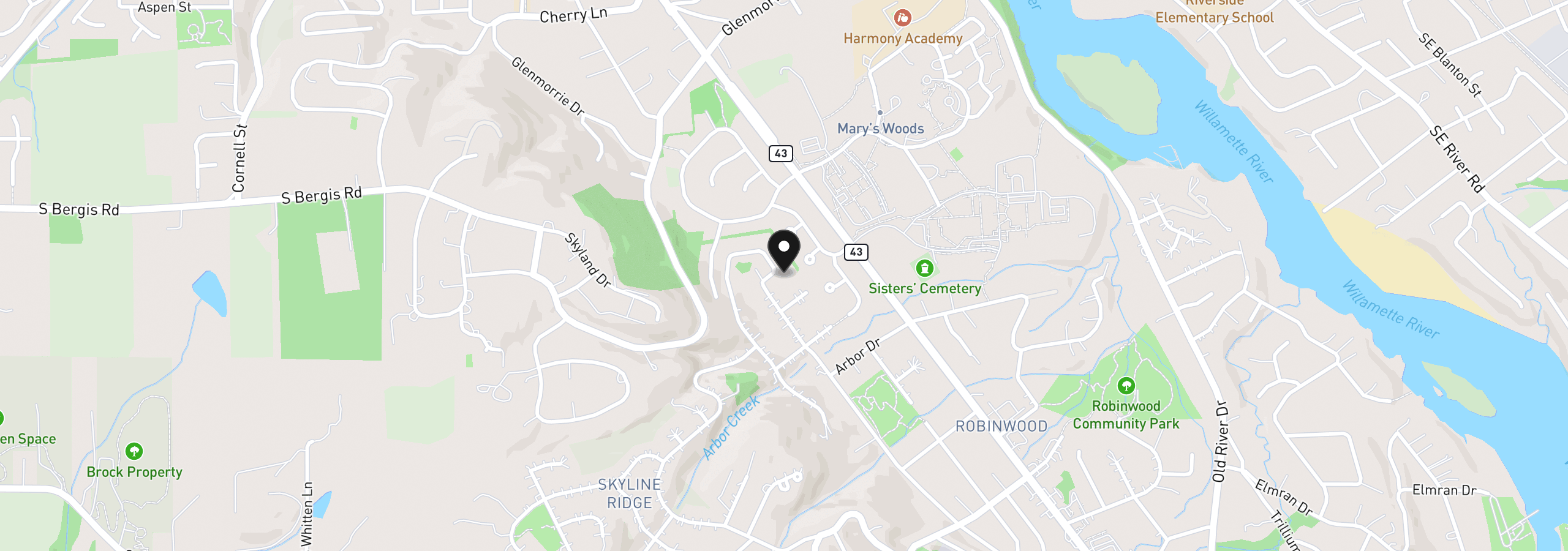 Map showing the location of 17348 Hillside Dr, West Linn, OR 97068