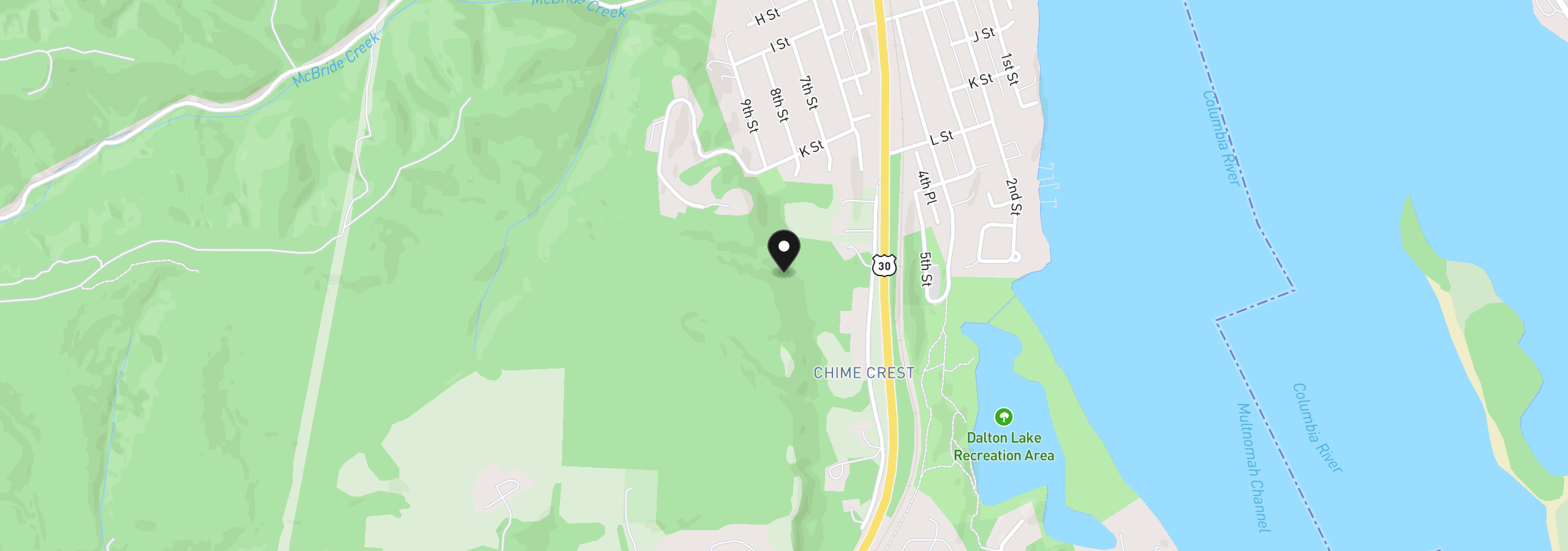 Map showing the location of Chimes Crest 3100, Columbia City, OR 97018