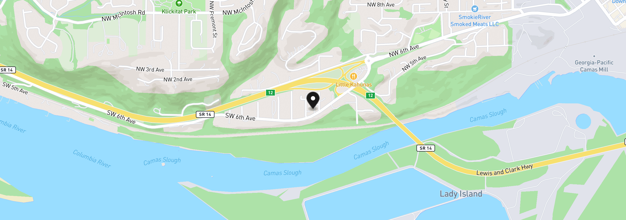 Map showing the location of 2025 SW 6th Ave, Camas, Wa 98607