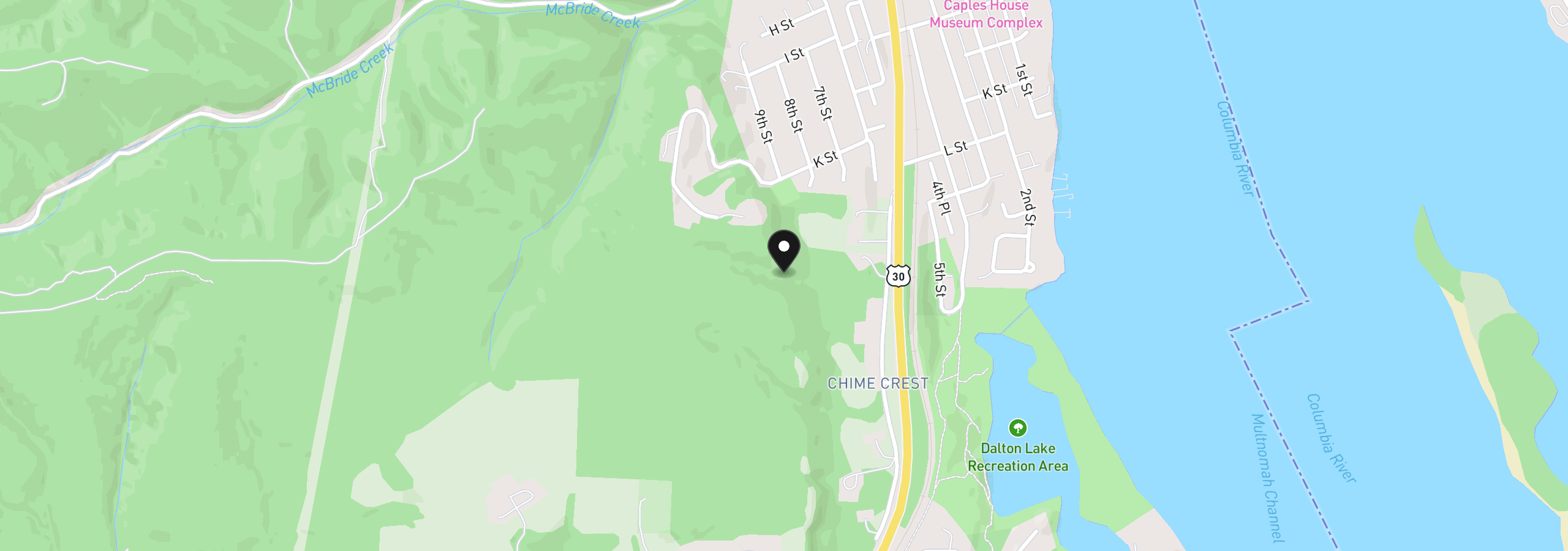 Map showing the location of 00 Chimes Crest, Columbia City, OR 97018