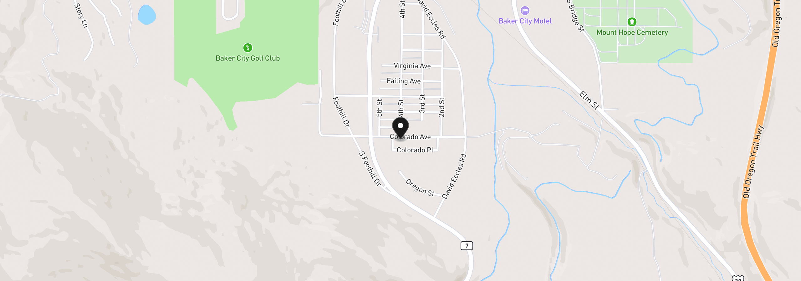 Map showing the location of 2157 Colorado Ave, Baker City, OR 97814