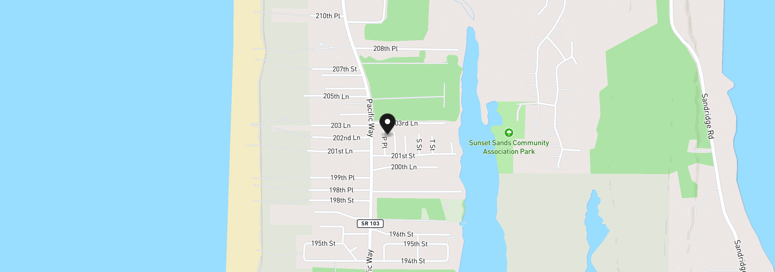 Map showing the location of 20214 P Pl, Ocean Park, Wa 98640