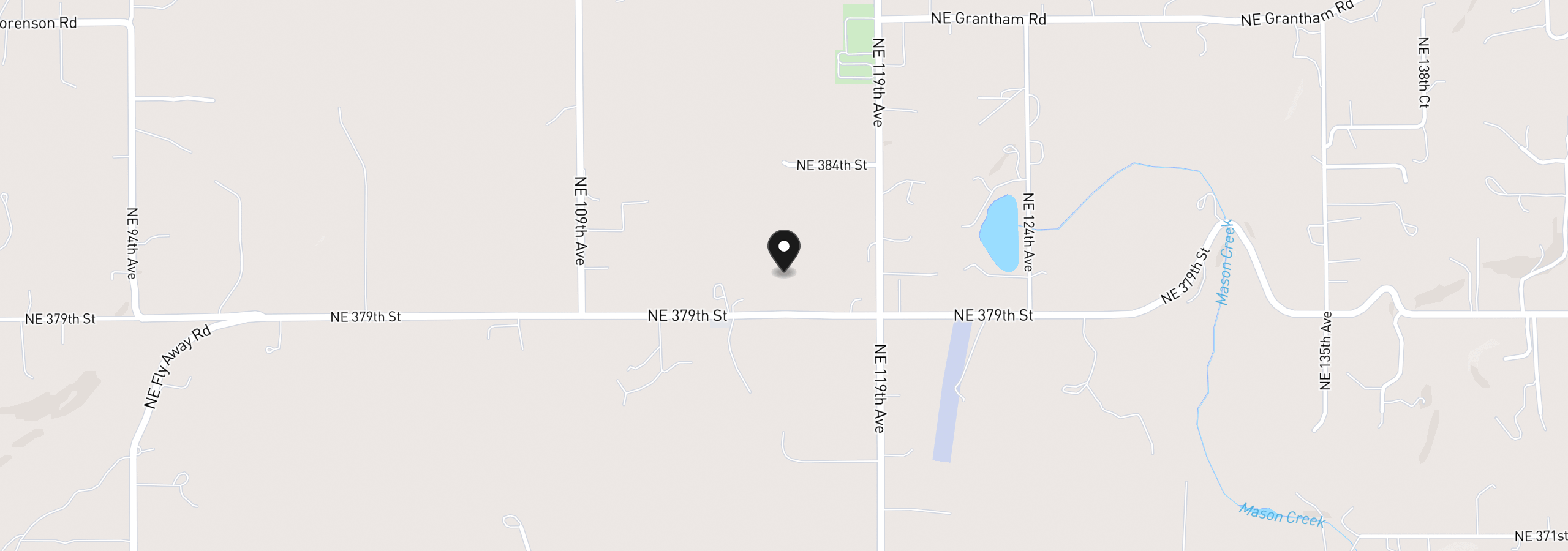 Map showing the location of 11600 NE 379th St, La Center, Wa 98629