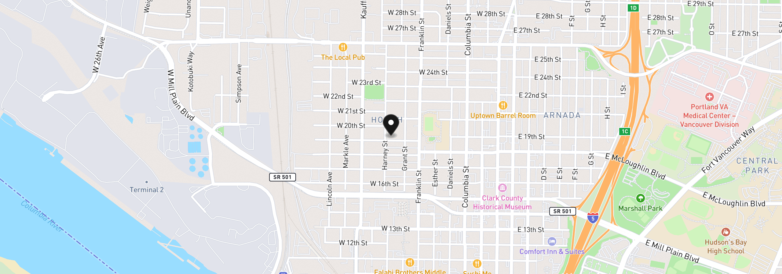 Map showing the location of 718 W 19th St, Vancouver, Wa 98660