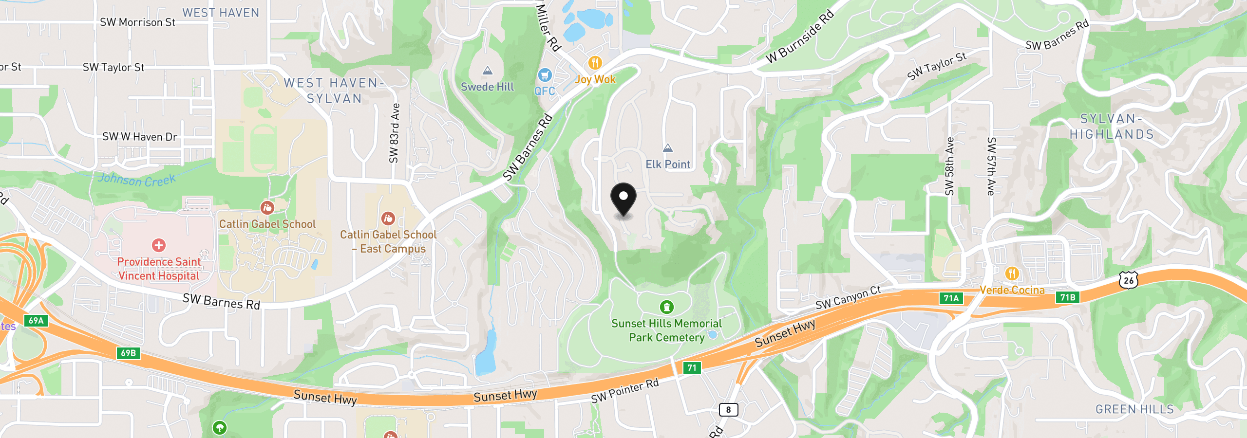 Map showing the location of 7274 SW Ascot Ct, Portland, OR 97225