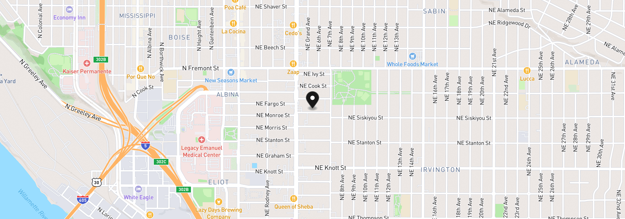 Map showing the location of 517 NE Monroe St, Portland, OR 97212