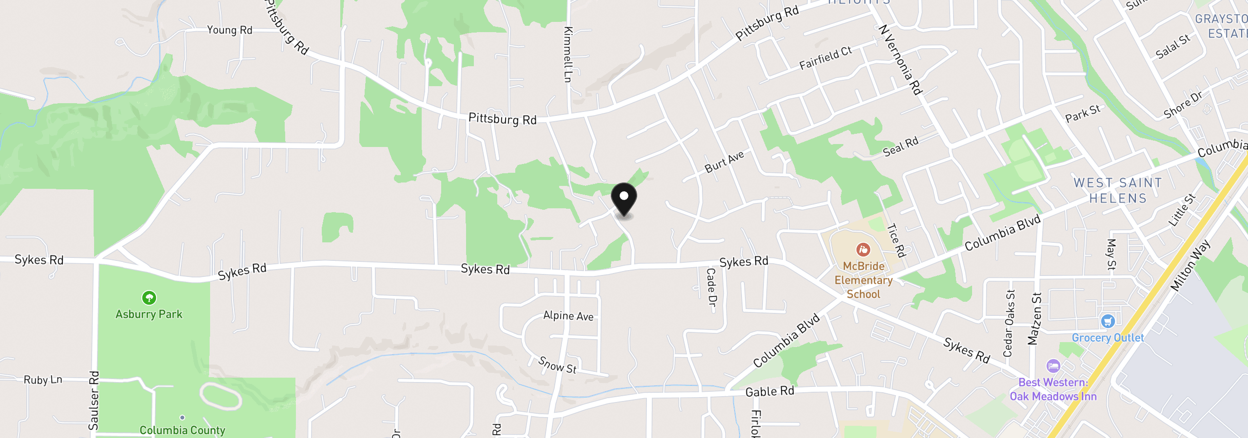 Map showing the location of 59360 Mountain View Dr, St. Helens, OR 97051