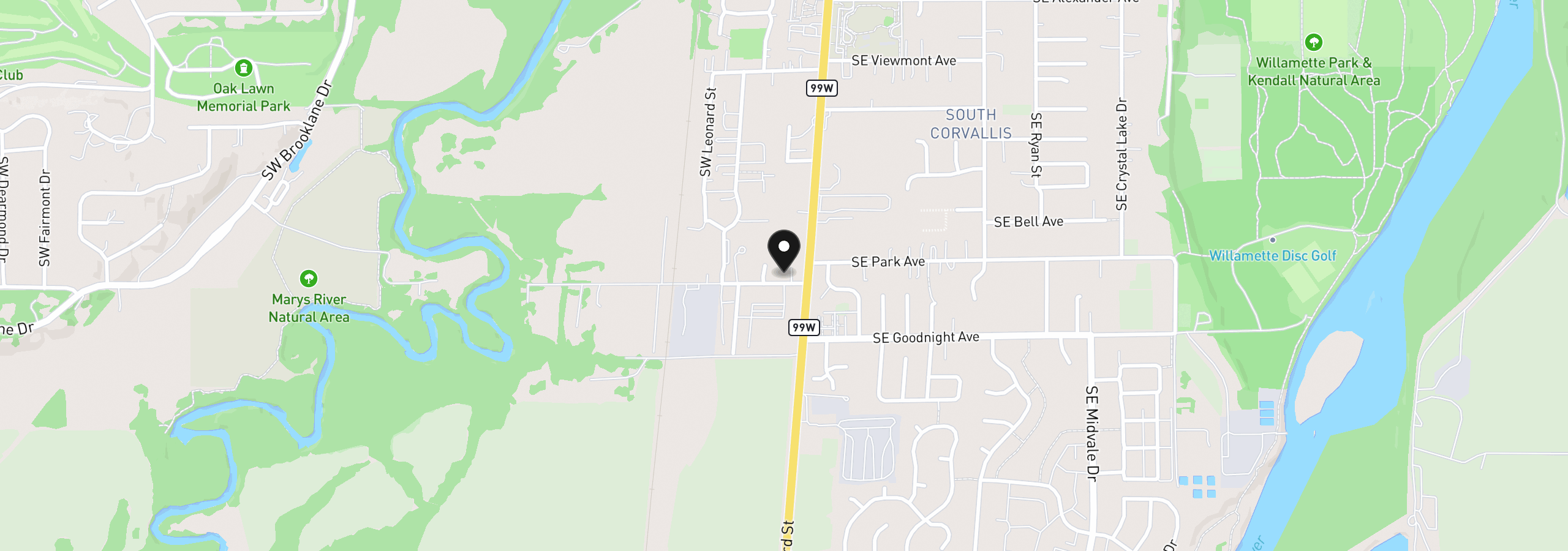Map showing the location of 147 SW Wake Robin Ave, Corvallis, OR 97333