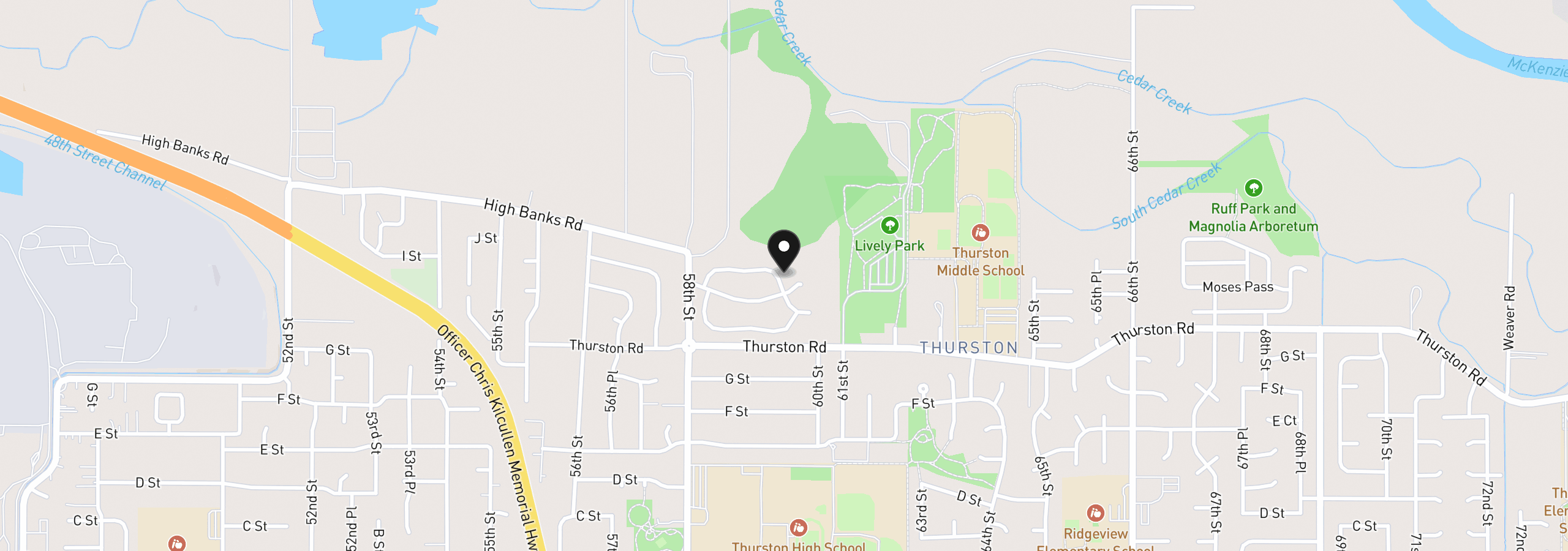 Map showing the location of 1125 58th St 86, Springfield, OR 97477