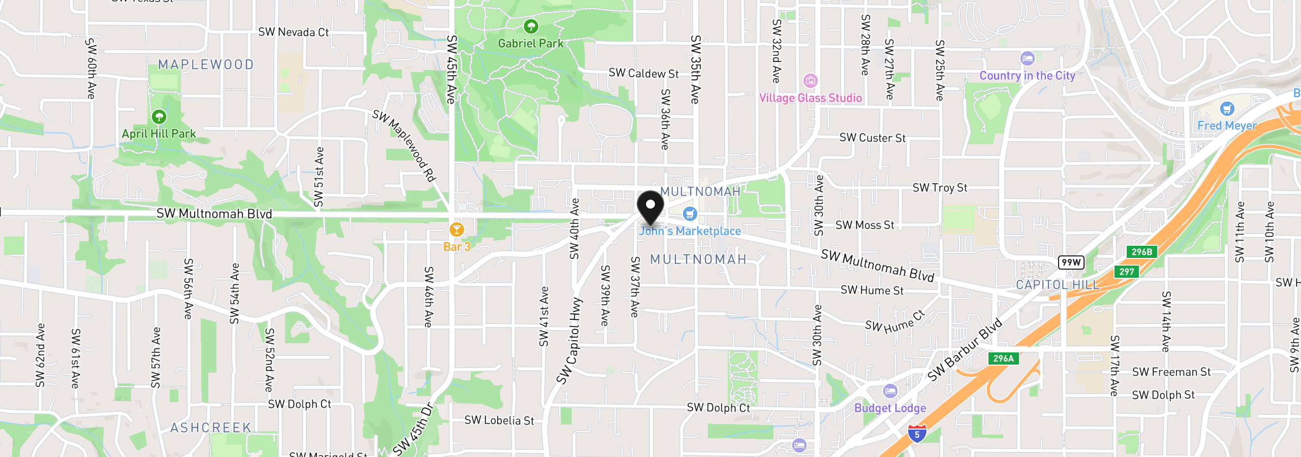 Map showing the location of 3624 SW Multnomah Blvd, Portland, OR 97219