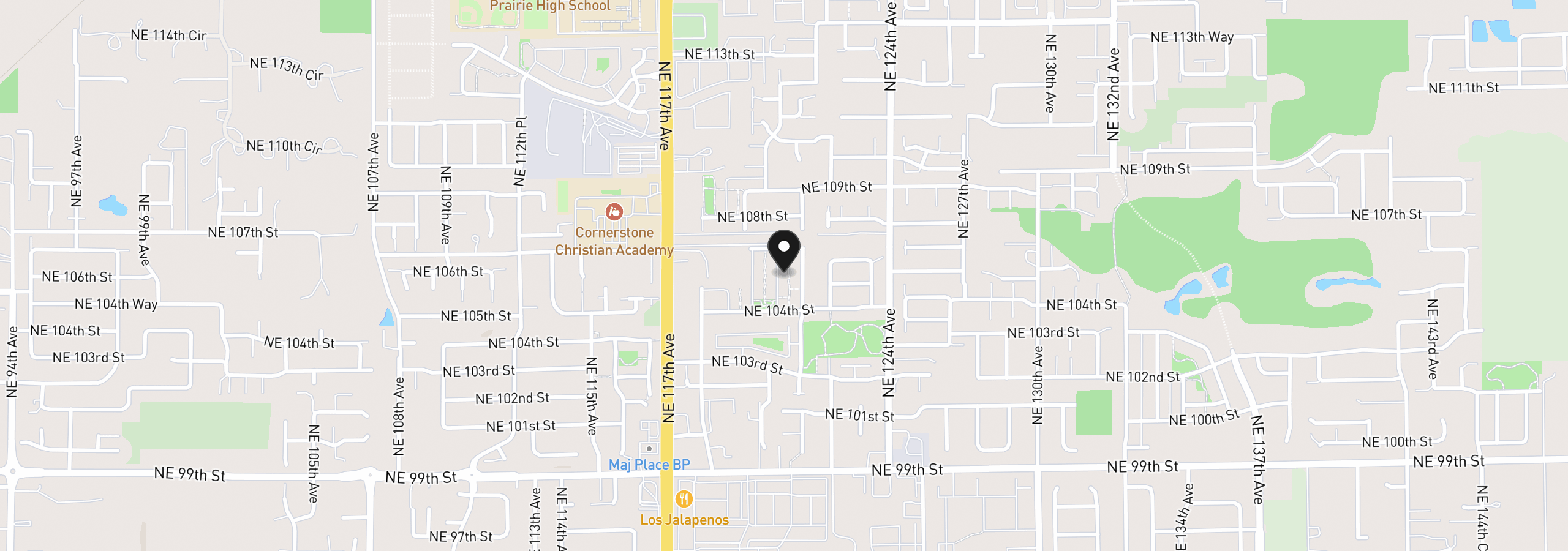 Map showing the location of 10517 NE 120th Pl, Vancouver, Wa 98662