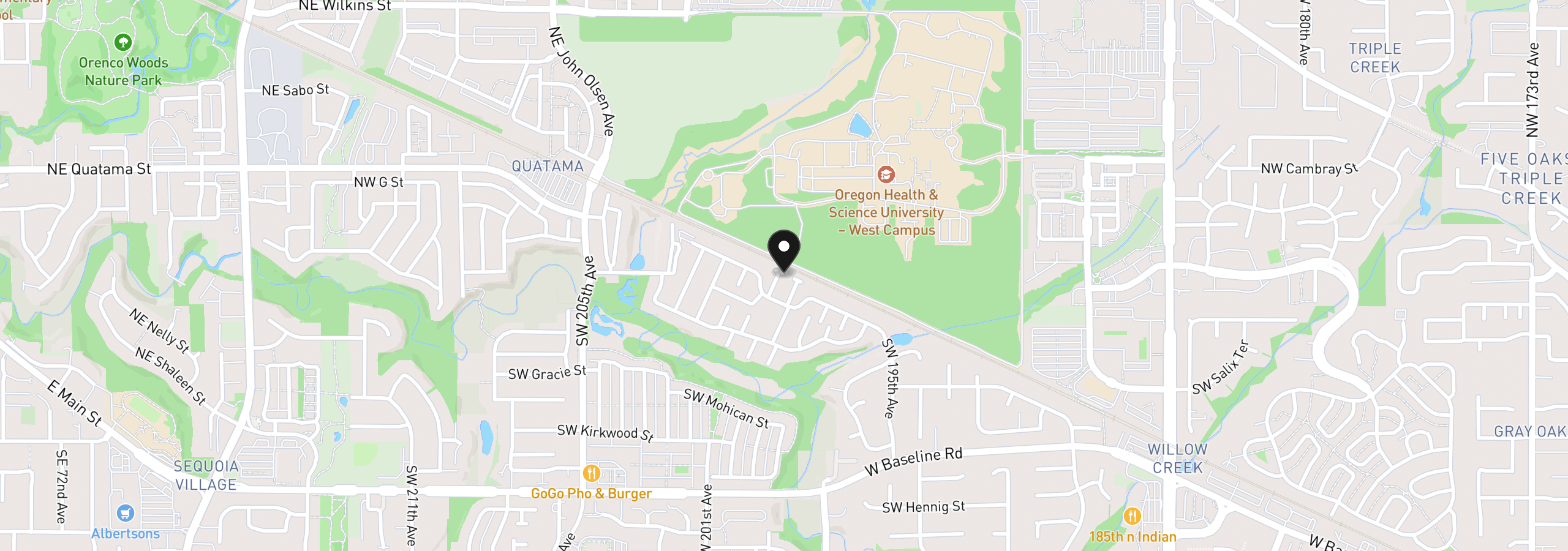 Map showing the location of 100 SW 195th Ave 46, Beaverton, OR 97006