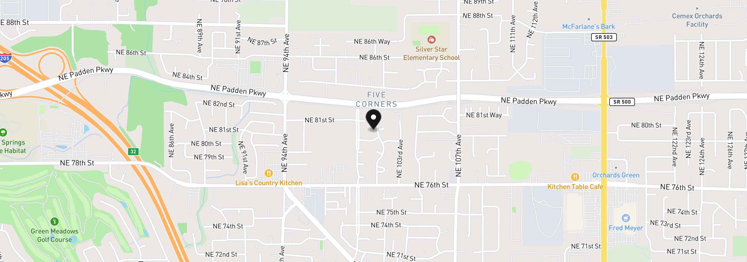 Map showing the location of 8004 NE 101st Ave, Vancouver, Wa 98662