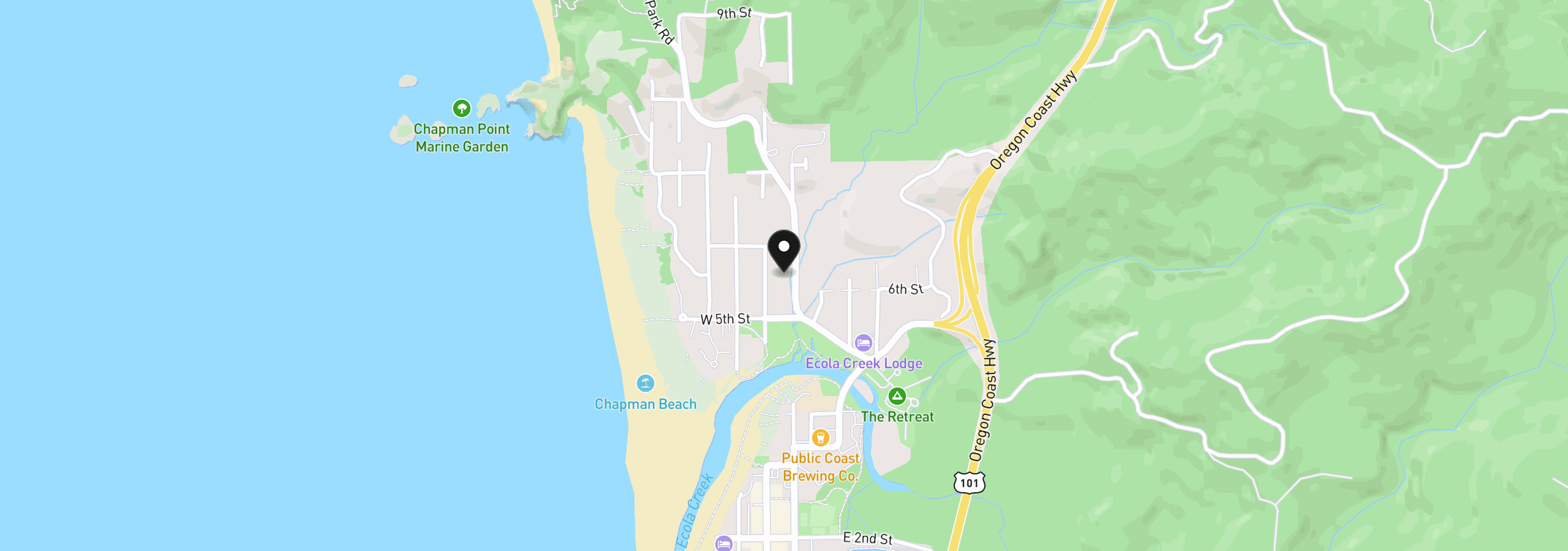 Map showing the location of 0 Ecola Park Rd 5034, Cannon Beach, OR 97110