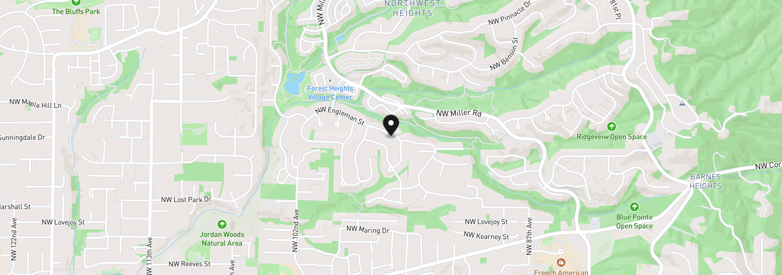 Map showing the location of 9625 NW Fleischner St, Portland, OR 97229