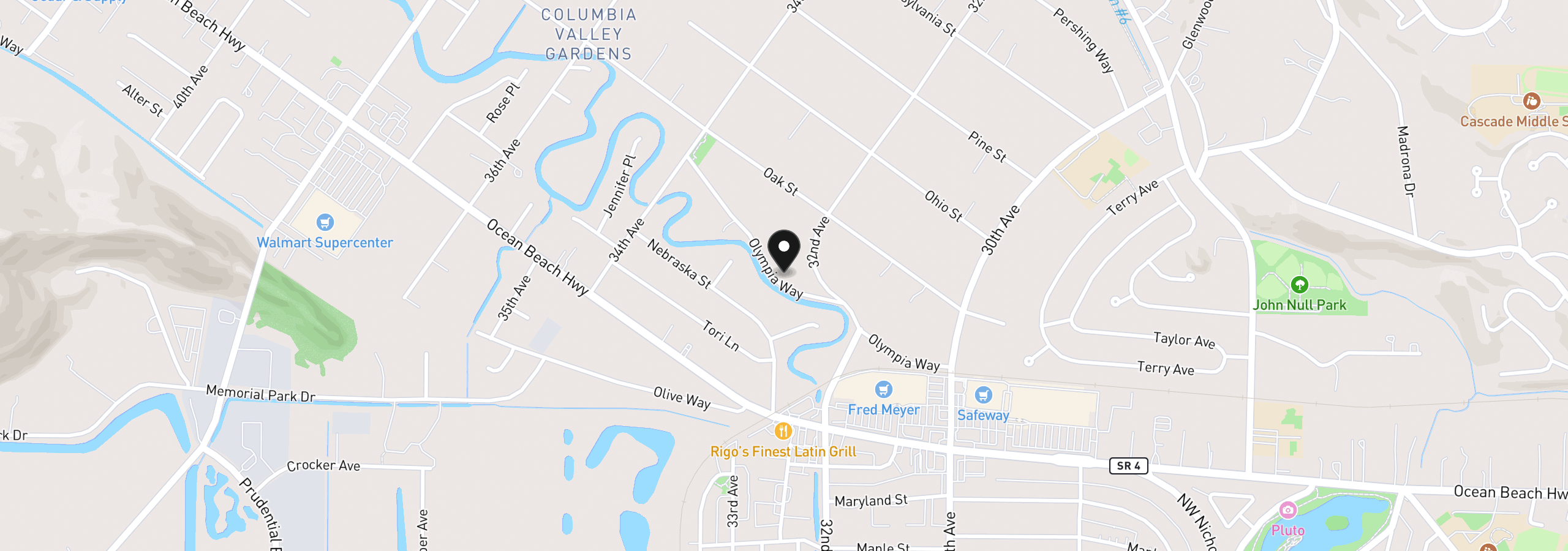 Map showing the location of 3206 Olympia Way, Longview, Wa 98632
