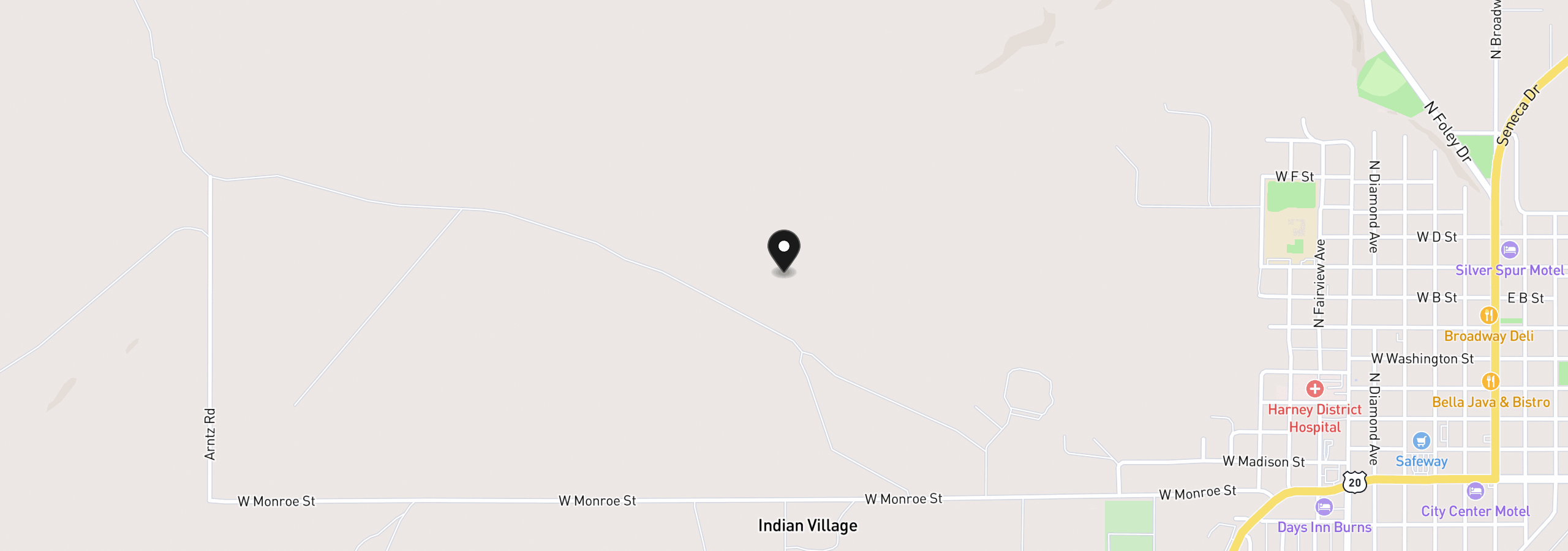 Map showing the location of 2195 W B St, Burns, OR 97720