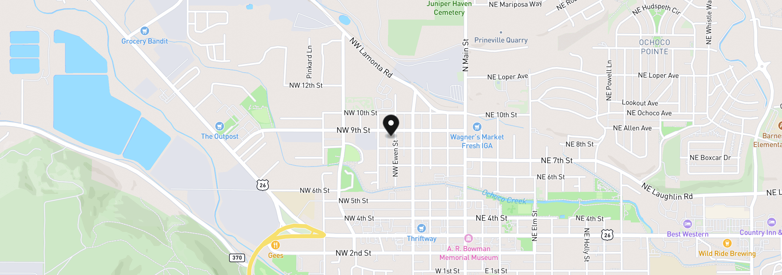 Map showing the location of 859 NW Ewen St, Prineville, OR 97754