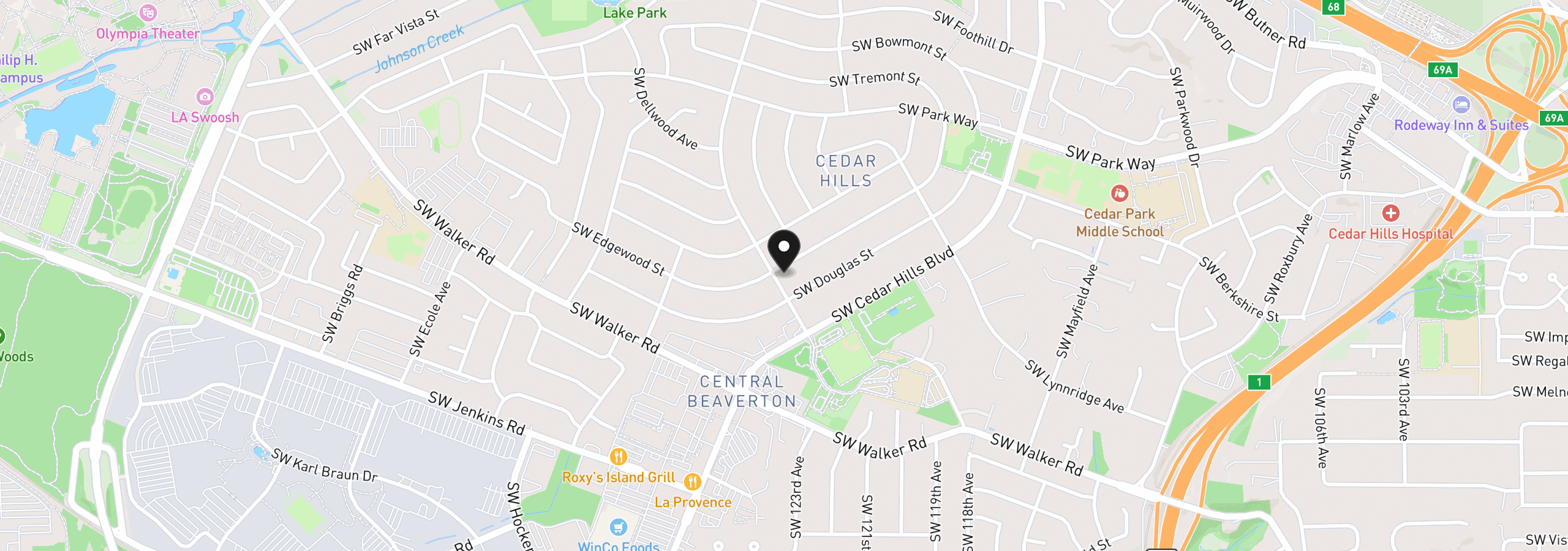 Map showing the location of 2140 SW Huntington Ave, Portland, OR 97225