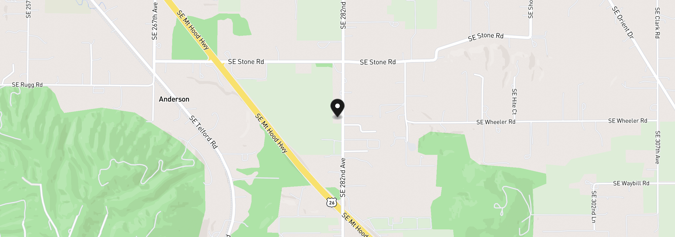 Map showing the location of 8995 SE 282nd Ave, Boring, OR 97009