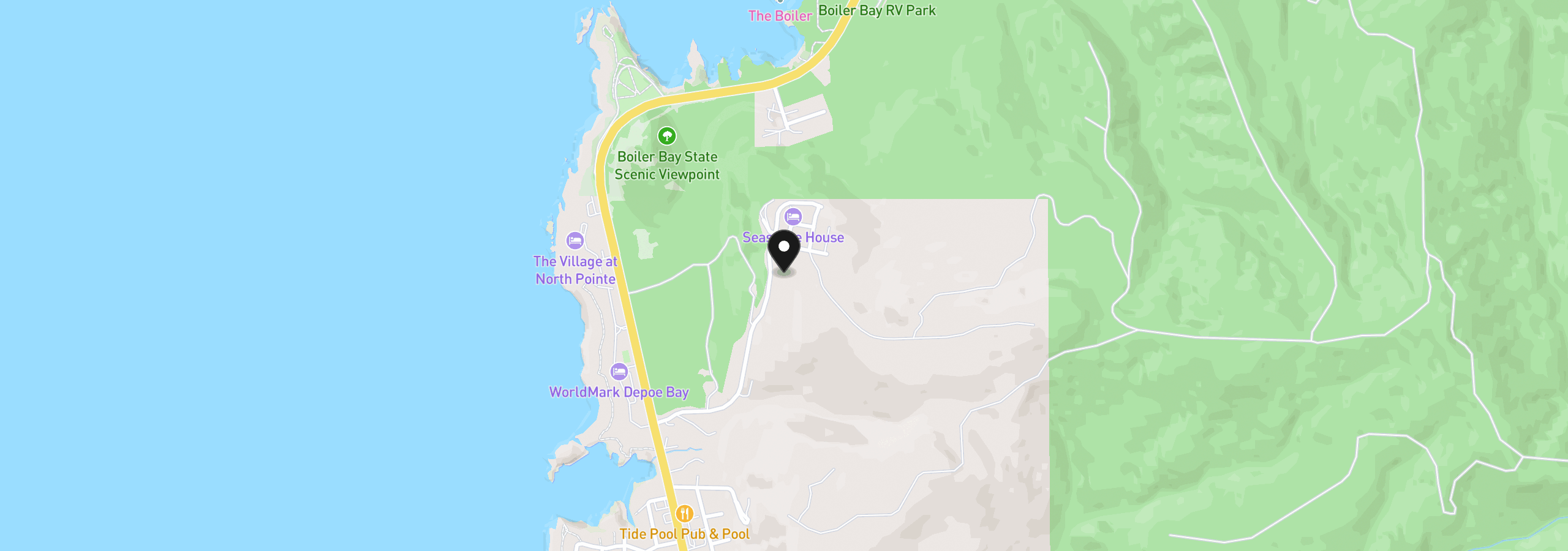 Map showing the location of NE Seascape Ct Lot #43, Depoe Bay, OR 97341