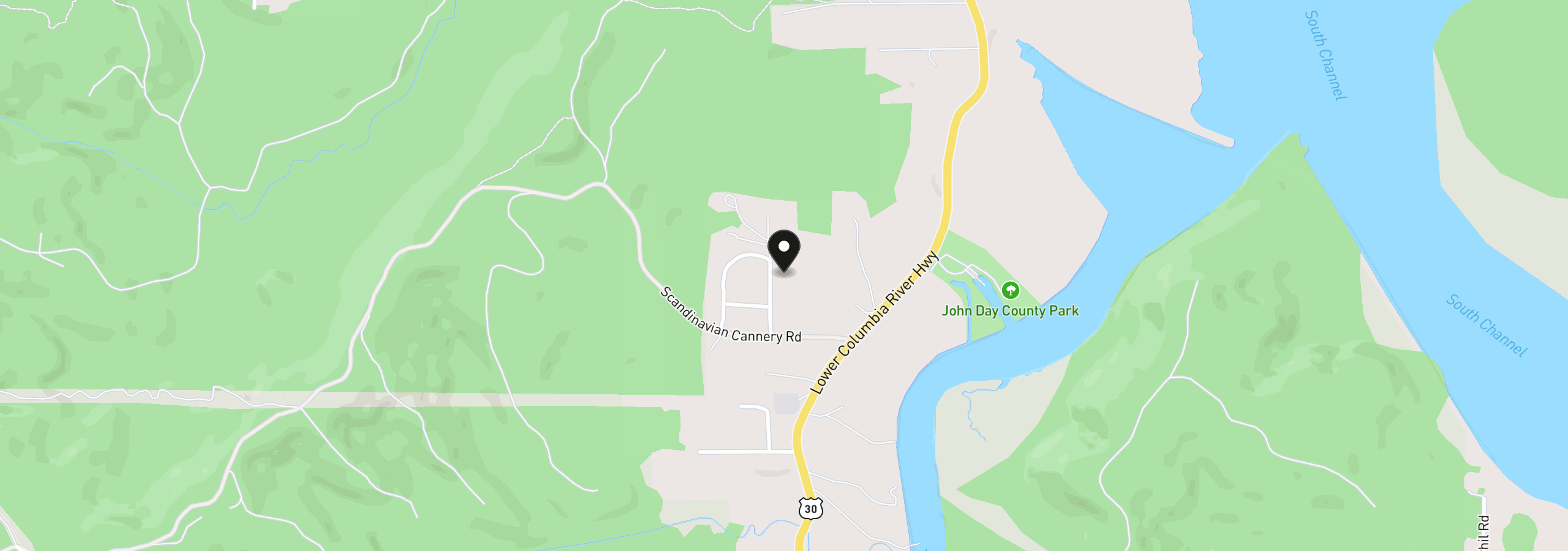 Map showing the location of 93200 Evergreen Rd, Astoria, OR 97103