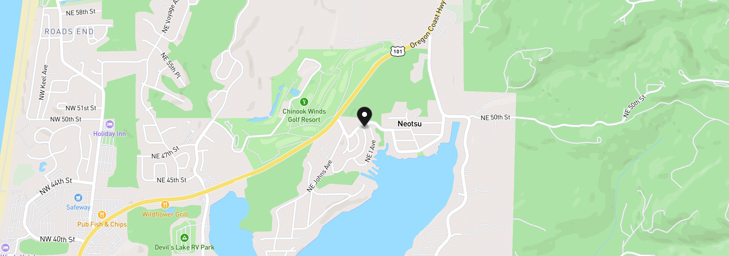 Map showing the location of 4900 NE H Ave, Neotsu, OR 97364