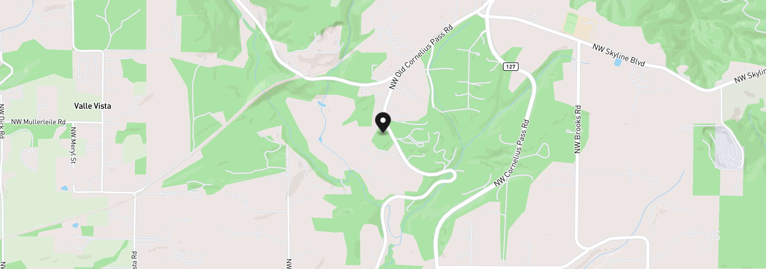 Map showing the location of NW Old Cornelius Pass Rd, Hillsboro, OR 97124