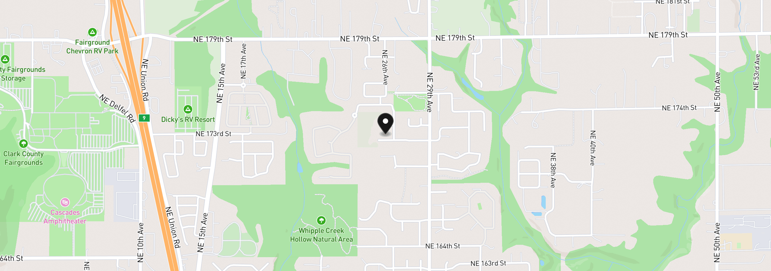 Map showing the location of 2602 NE 172nd Cir, Ridgefield, Wa 98642